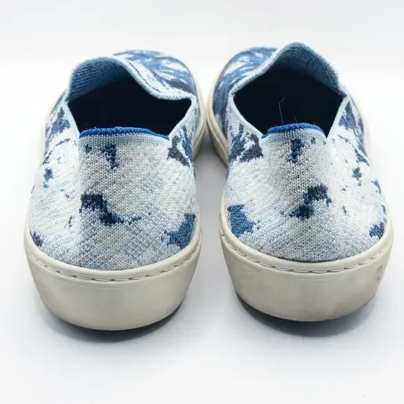 Rothys The Sneaker Shibori Blue Knit Size 9 Coastal Prep Casual Comfort - Picture 6 of 8